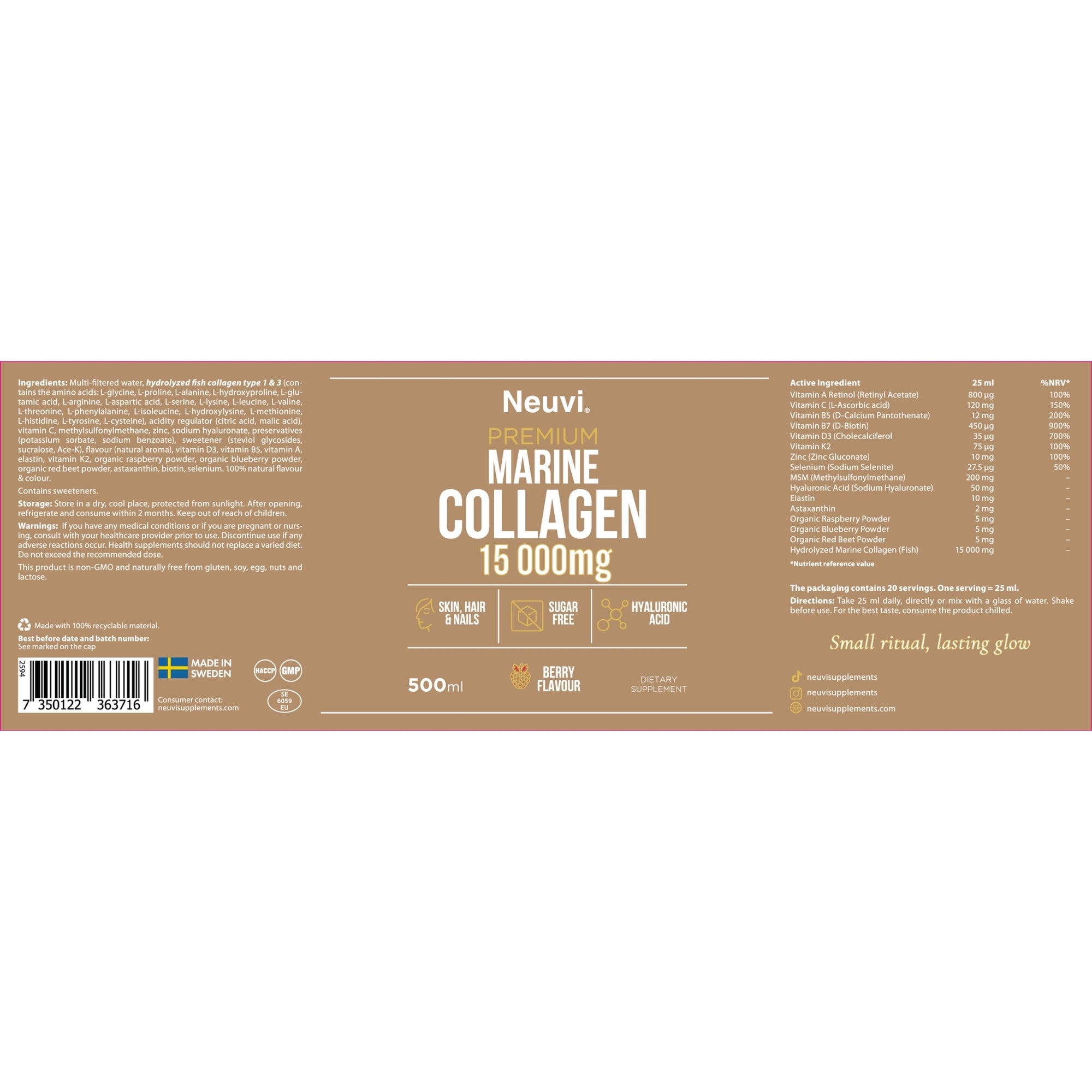 High Strength Marine Collagen Liquid 15,000mg by Neuvi®